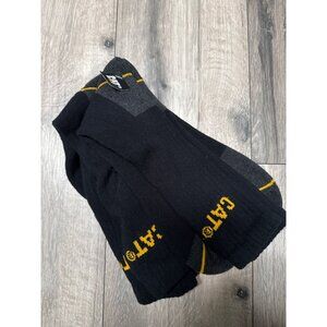 CAT Mens Black & Yellow Crew Socks Size 43-46 Durable Workwear Cotton Blend